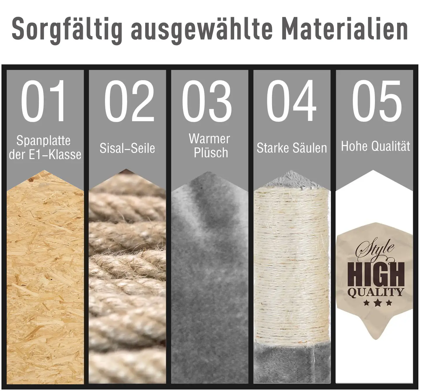 PawHut Kratzbaum Katzenbaum XXL mit 2 Häuschen & 3 Liegeflächen