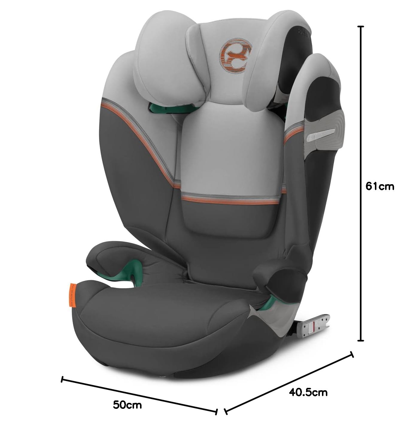 CYBEX Gold Kindersitz Solution S2 i-Fix, Für Autos mit und ohne ISOFIX, 100 - 150 cm, Ab ca. 3 bis 12 Jahre (15 - 50 kg), Lava Grey