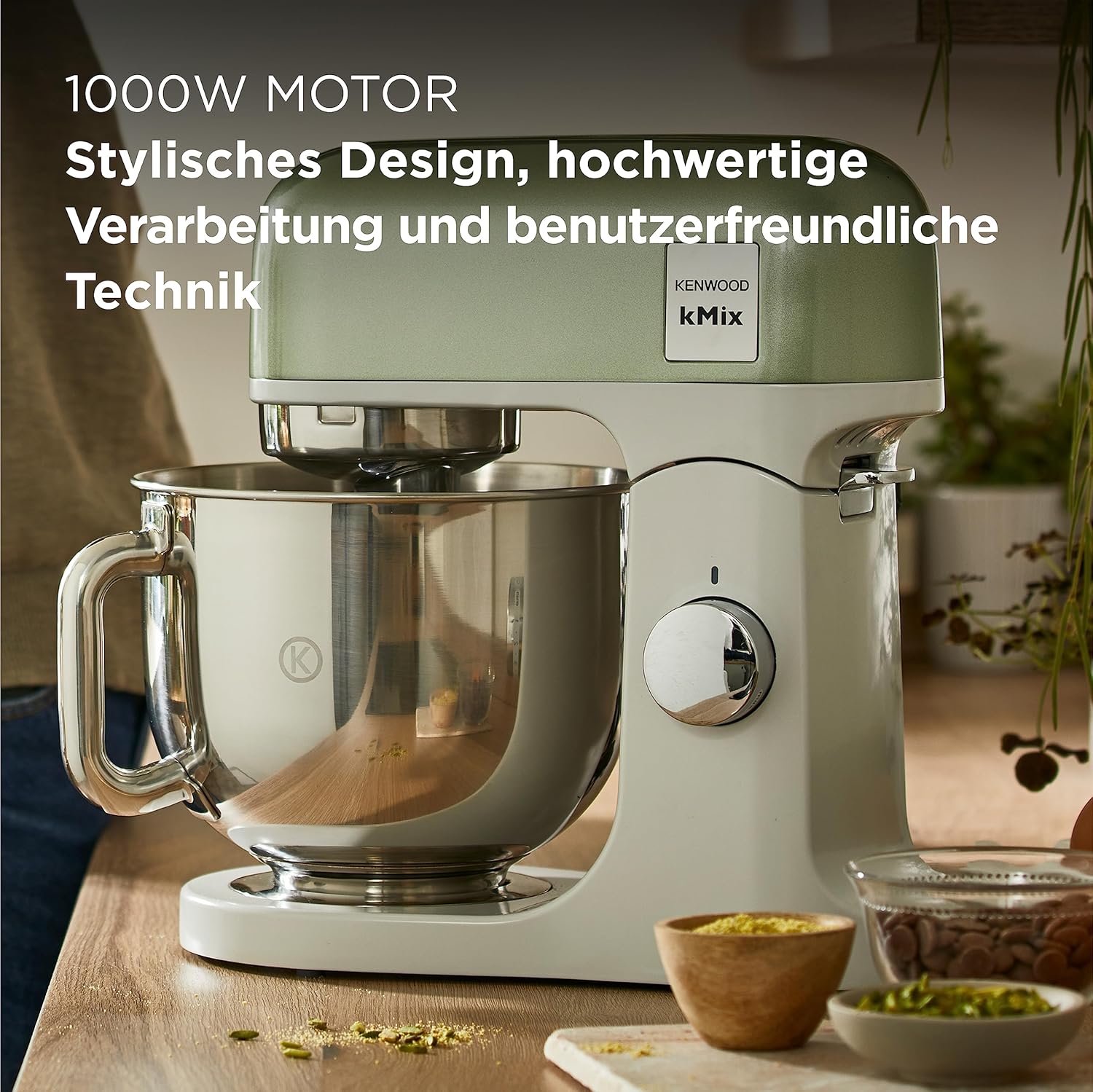 Kenwood kMix KMX750RD Küchenmaschine, 5 l Edelstahl Schüssel, Safe-Use-Sicherheitssystem, Metallgehuse, 1000 Watt, inkl. 3-Teiligem Patisserie-Set und Spritzschutz, Rot