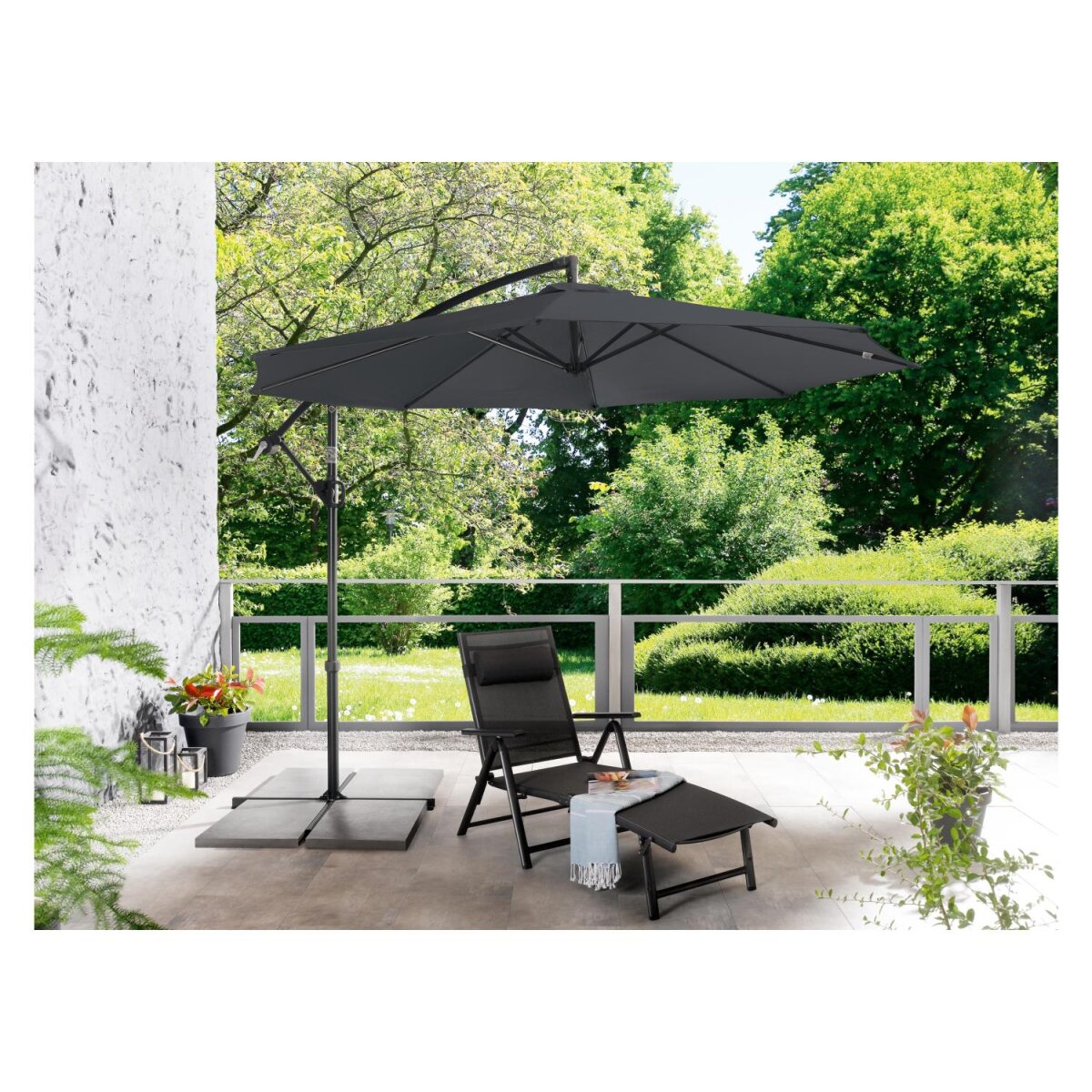 LIVARNO home Ampelschirm, 3 m, mit Handkurbel, anthrazit - B-Ware gut