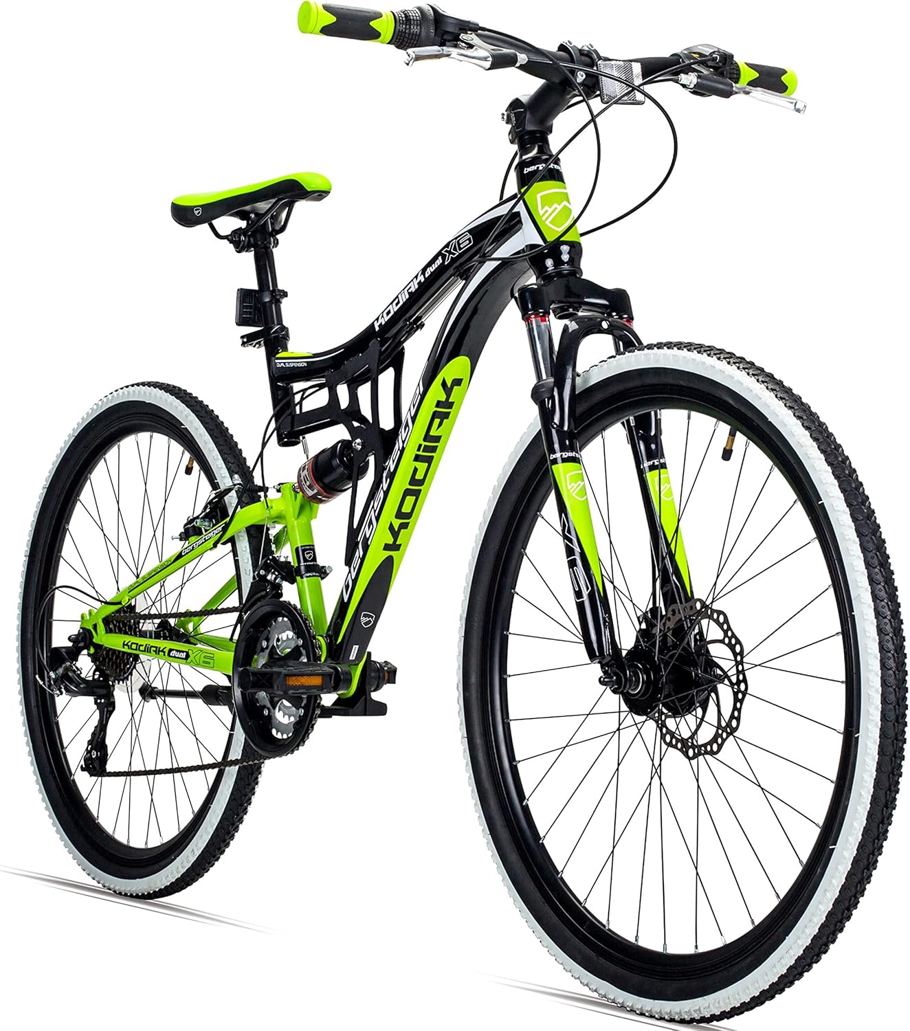 Bergsteiger Kodiak 26 Zoll, 29 Zoll Mountainbike, Scheibenbremse, Shimano 21 Gang-Schaltung, Vollfederung, Fully MTB für Jungen, Mädchen, Damen & Herren