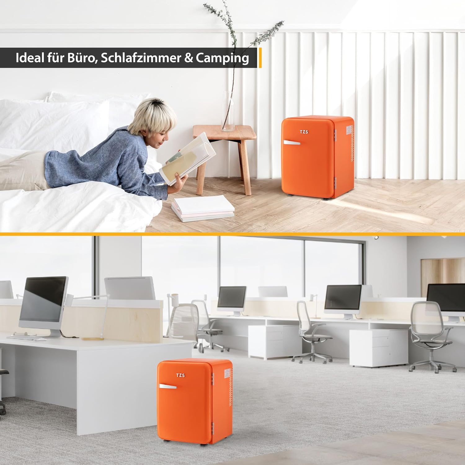 TZS First Austria lautloser Minikühlschrank | Retro Design | Einstellbare Kühlleistung | Türgriff |Thermoelektrisches Kühlsystem | 40L | creme