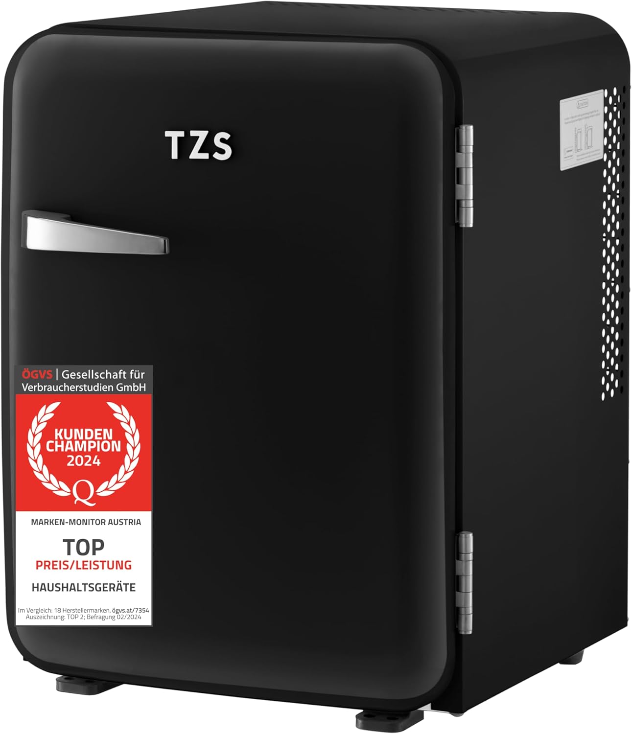 TZS First Austria lautloser Minikühlschrank | Retro Design | Einstellbare Kühlleistung | Türgriff |Thermoelektrisches Kühlsystem | 40L | creme