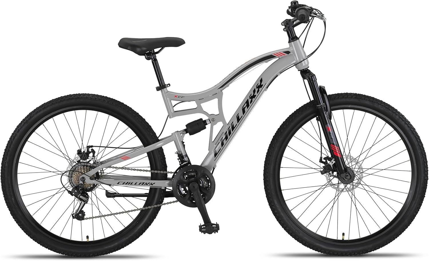 Chillaxx Bike Falcon Premium Mountainbike in 24,26,27.5 und 29 Zoll - Fahrrad für Jungen, Mädchen, Damen und Herren - Scheibenbremse- 21 Gang-Schaltung - Vollfederung
