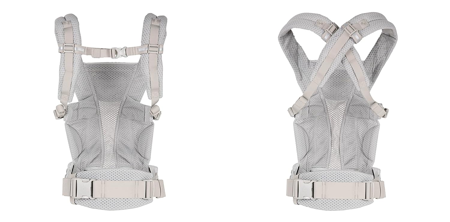 Ergobaby Omni Breeze Babytrage für Neugeborene ab Geburt bis 20kg, 4 Positionen SoftFlex Mesh Ergonomische Babybauchtrage Rückentrage Baby-Tragetasche, Natural Beige
