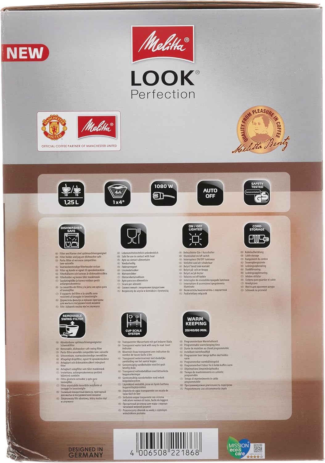 Melitta Look Perfection - Filterkaffeemaschine - mit Thermokanne - Tropfstopp - 10 Tassen - Schwarz (1025-16)