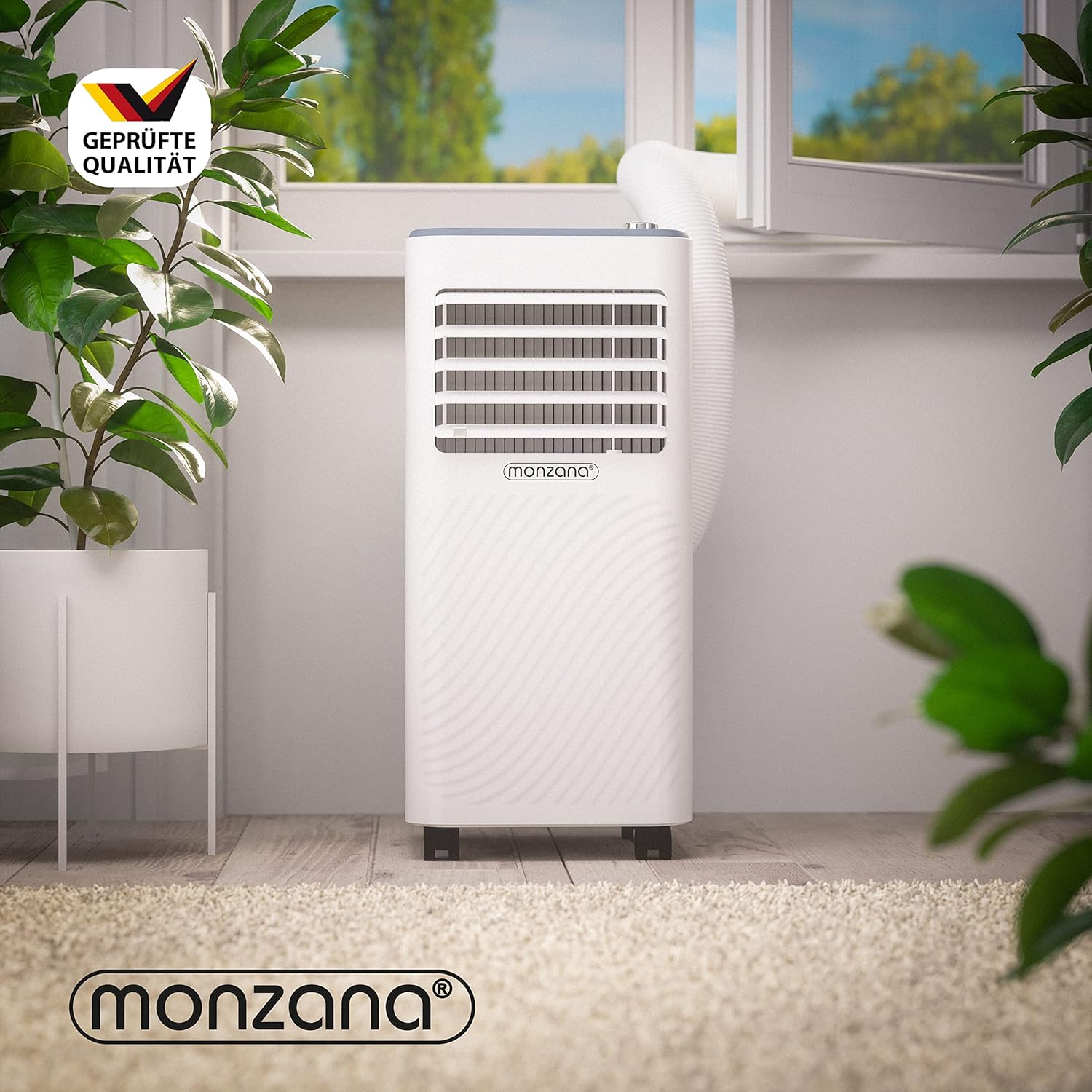Monzana lokale Klimaanlage MZKA2000 Mobil Abluftschlauch 7000BTU 3in1 750W 24h Timer 25qm Fernbedienung Luftentfeuchter Rollladenkit Klimagerät