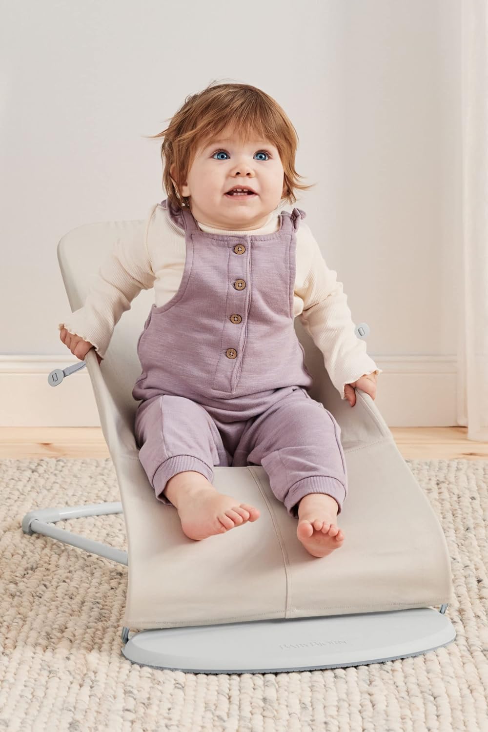 BabyBjörn Babywippe Bliss, Gewebt, Blütenblatt-Steppung, Sandgrau