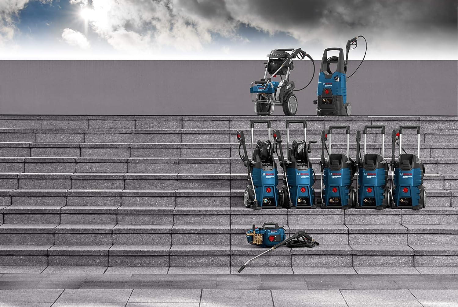 Bosch Professional Hochdruckreiniger GHP 5-75 X (max. Druck 185 bar, 2.600 Watt, inkl. Bosch-Pistole, Rotordüse, verstellbare 3-in-1-Lanze)