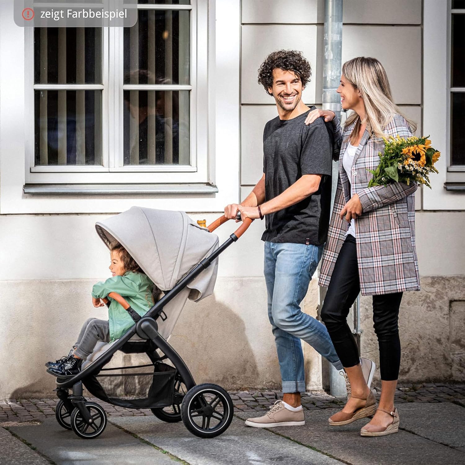 Hauck Uptown Kinderwagen Melange Rose – Kinderwagen für jedes Gelände, extra großer Sitz, flache Liegeposition, Gummiräder, Federung, kompakt und einfach zusammenklappbar, mit Regenschutz