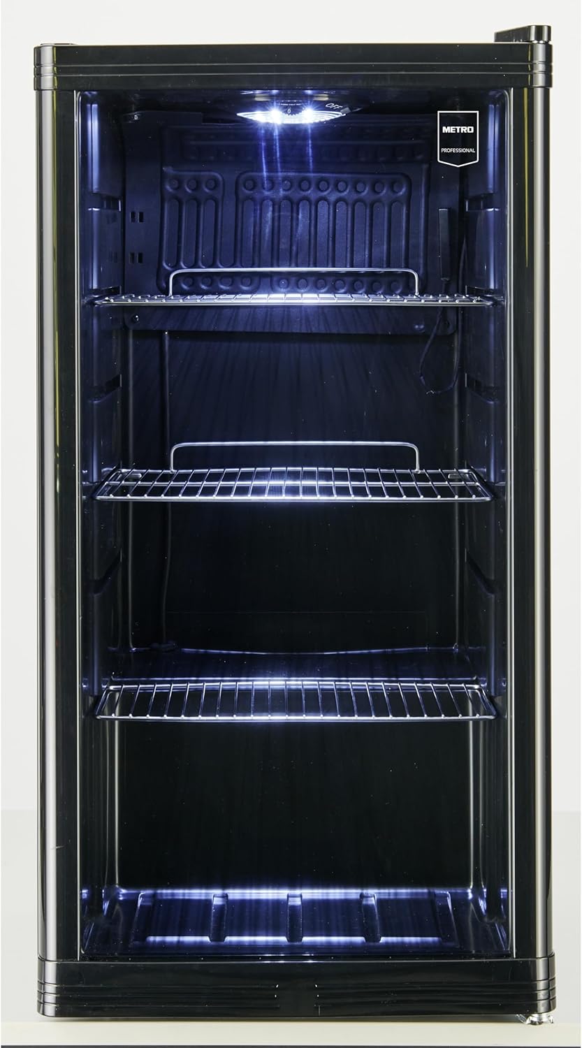 METRO Professional Mini-Kühlschrank GPC1088, 88 L, 1.052 kWh/24h, 3 Edelstahl-Drahtböden, schwarz