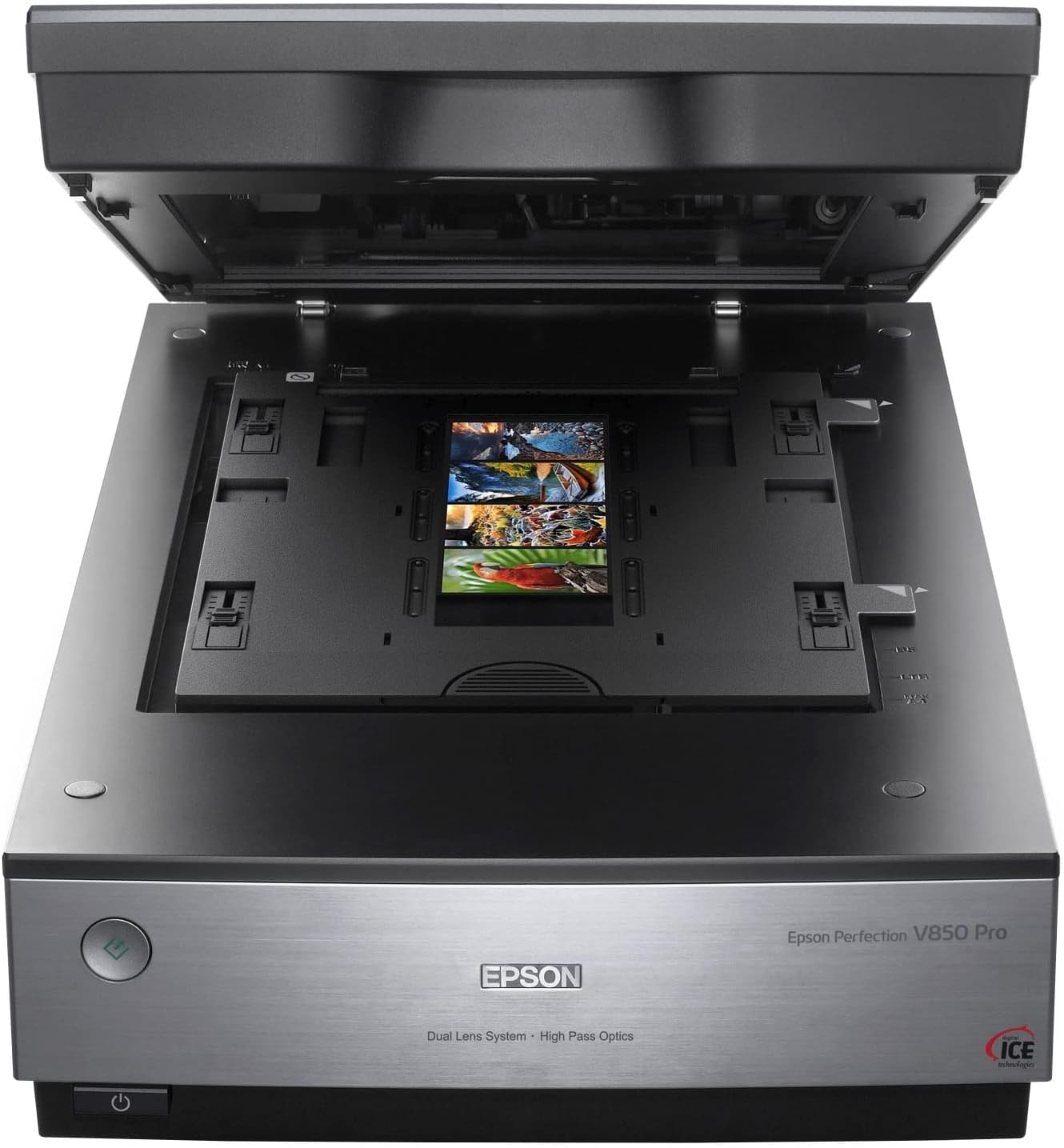 Epson Perfection V850, professioneller Fotoscanner, Scanner zum Digitalisieren von Fotos, Vorlagen, Dias und Negativen, Flachbettscanner mit hoher Auflösung, schwarz/silber