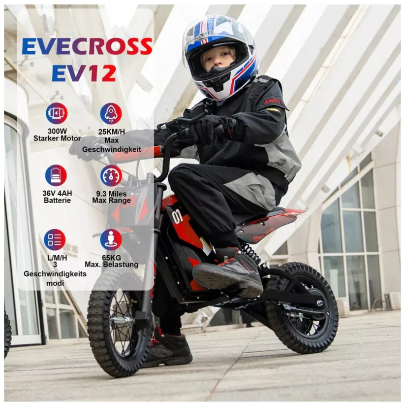 EVERCROSS EV12M Kinder-Elektromotorrad, 25 km/h, 15 km Reichweite