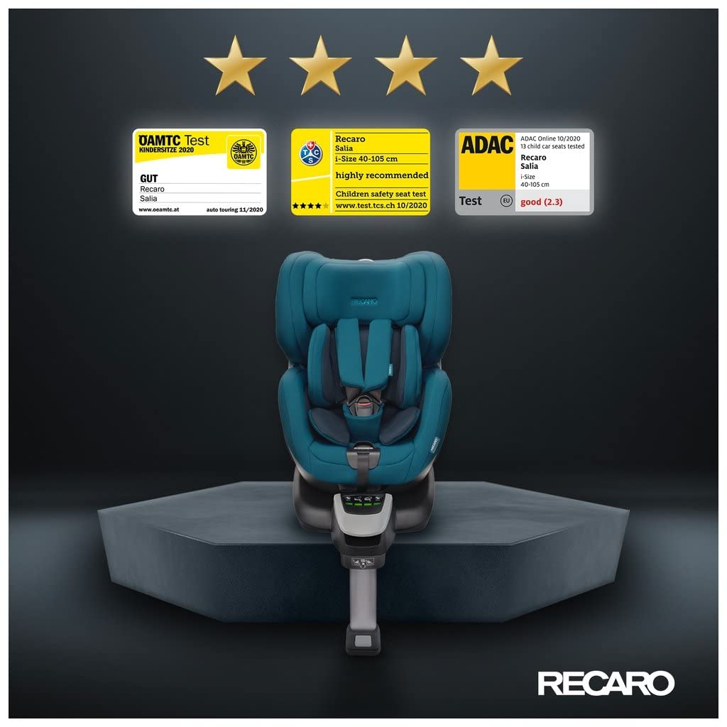 Recaro Kinderautositz Salia Elite inkl. Babyschale (Gewicht 2,9 kG), 360 Grad drehbar, I-Size, 0-18 kg, 40-105 cm, max. 4 Jahre, mit visuellen Indikatoren, Prime Silent Grey