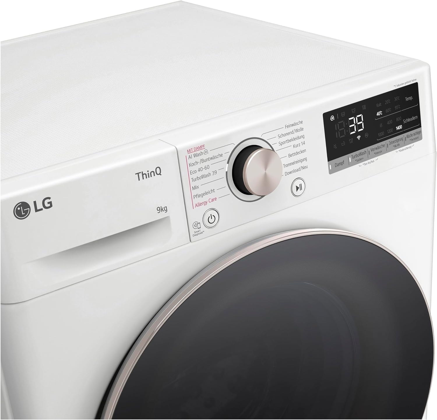 LG F4WV7080, Klasse A, Frontlader-Waschmaschine 8 kg, 1400 U/Min, AI Direct Drive, Wi-Fi, Tiefenreinigung mit Dampf, Groe Kapazitt, TRIPLE A, Auentür aus Sicherheitsglas, 62 x 60 x 85 cm Wei