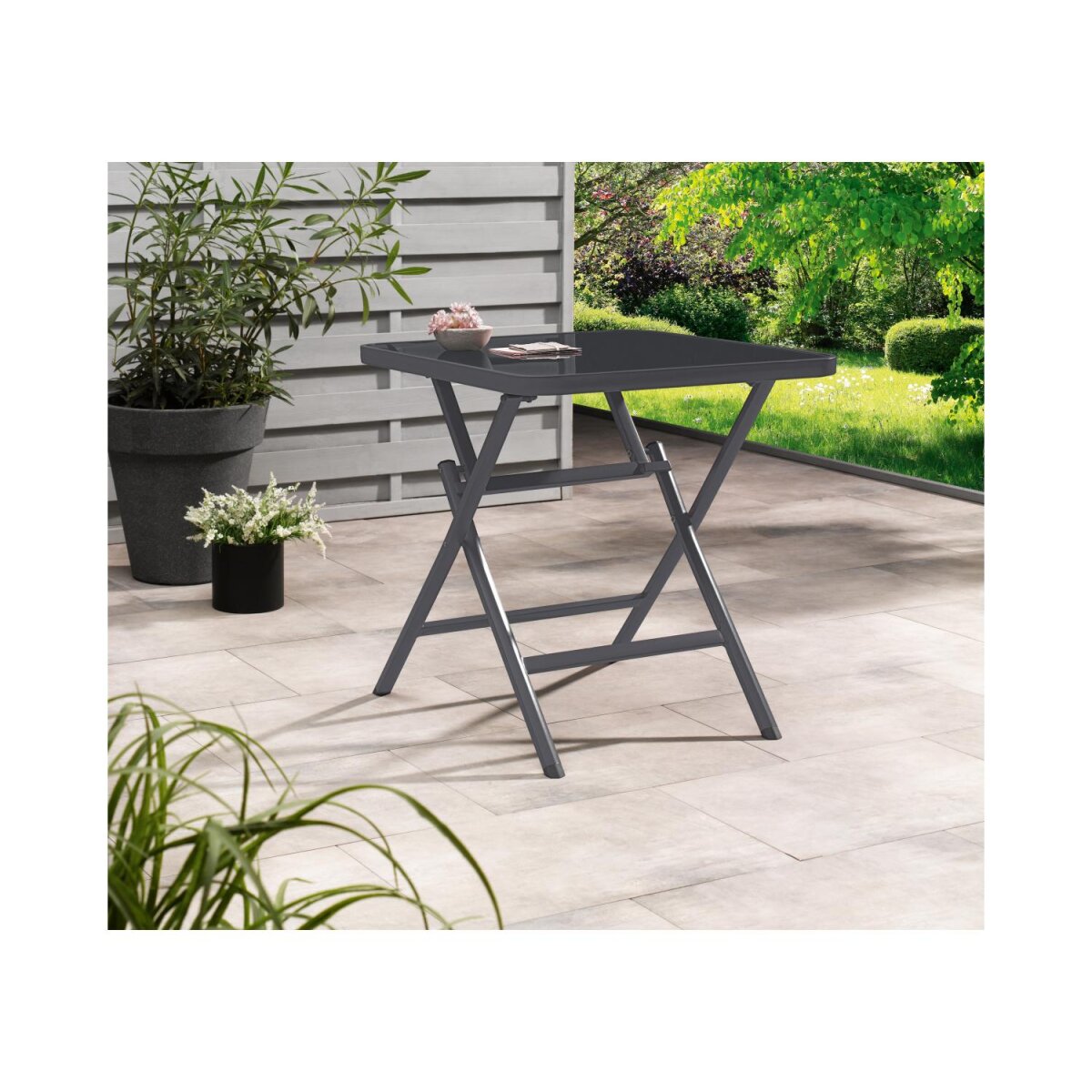 LIVARNO home Alu-Glastisch »Houston / Toronto«, klappbar, grau - B-Ware sehr gut