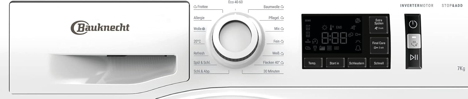Bauknecht W Active 711 B Waschmaschine-Frontlader/ 7kg/ 1400 U/min/Kraftvolle Fleckentfernung/Dampf Programme/Steam Hygiene mit Antivirus/Steam Refresh/Stopp&Add Funktion/Dynamic Inverter-Motor