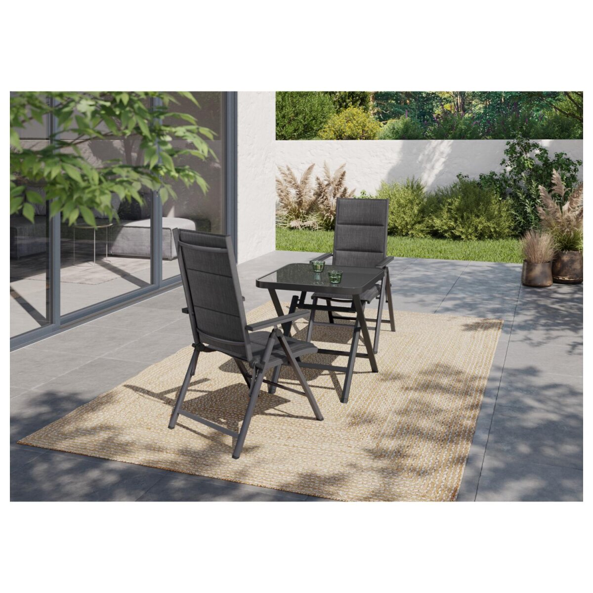 LIVARNO home Alu-Glastisch »Houston / Toronto«, klappbar, grau - B-Ware sehr gut