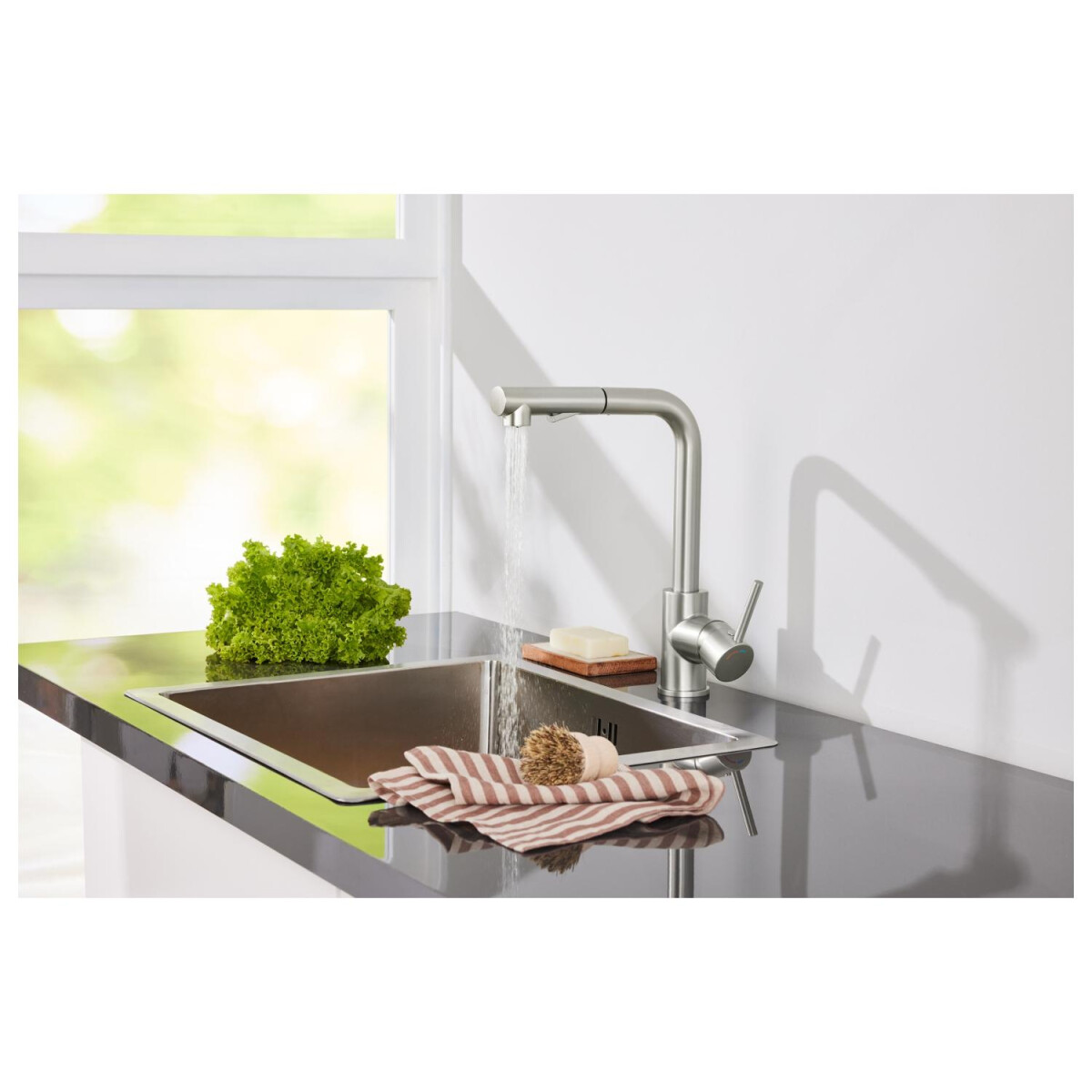 LIVARNO home Küchenarmatur mit herausziehbarer Brause (Quadratisch) - B-Ware sehr gut