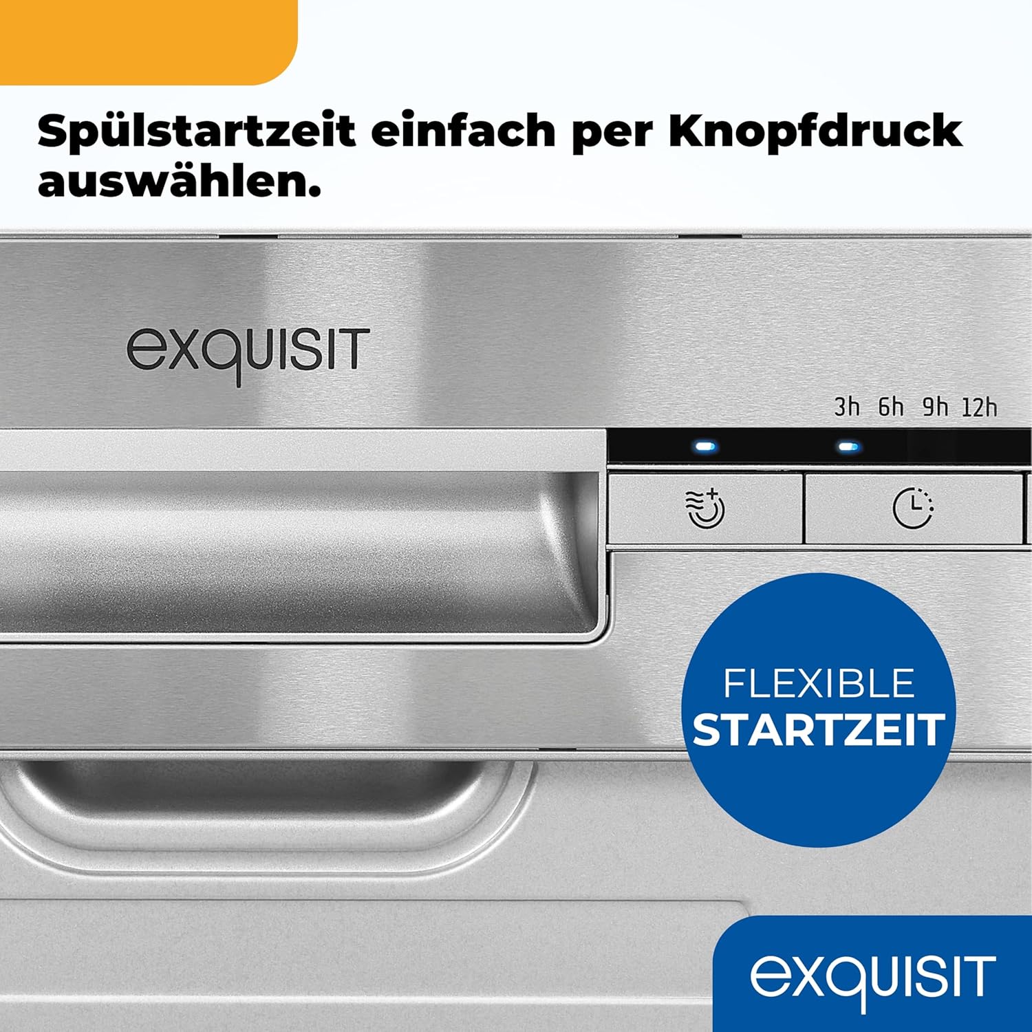 Exquisit Geschirrspüler, Spülmaschine, 45 cm Breite, Teilintegriert, 9 Maßgedecke, 9 Liter, Startzeitvorwahl, ECO-Modus, Geschirrspüler 45 cm, EGSP51009-EB-030E inox