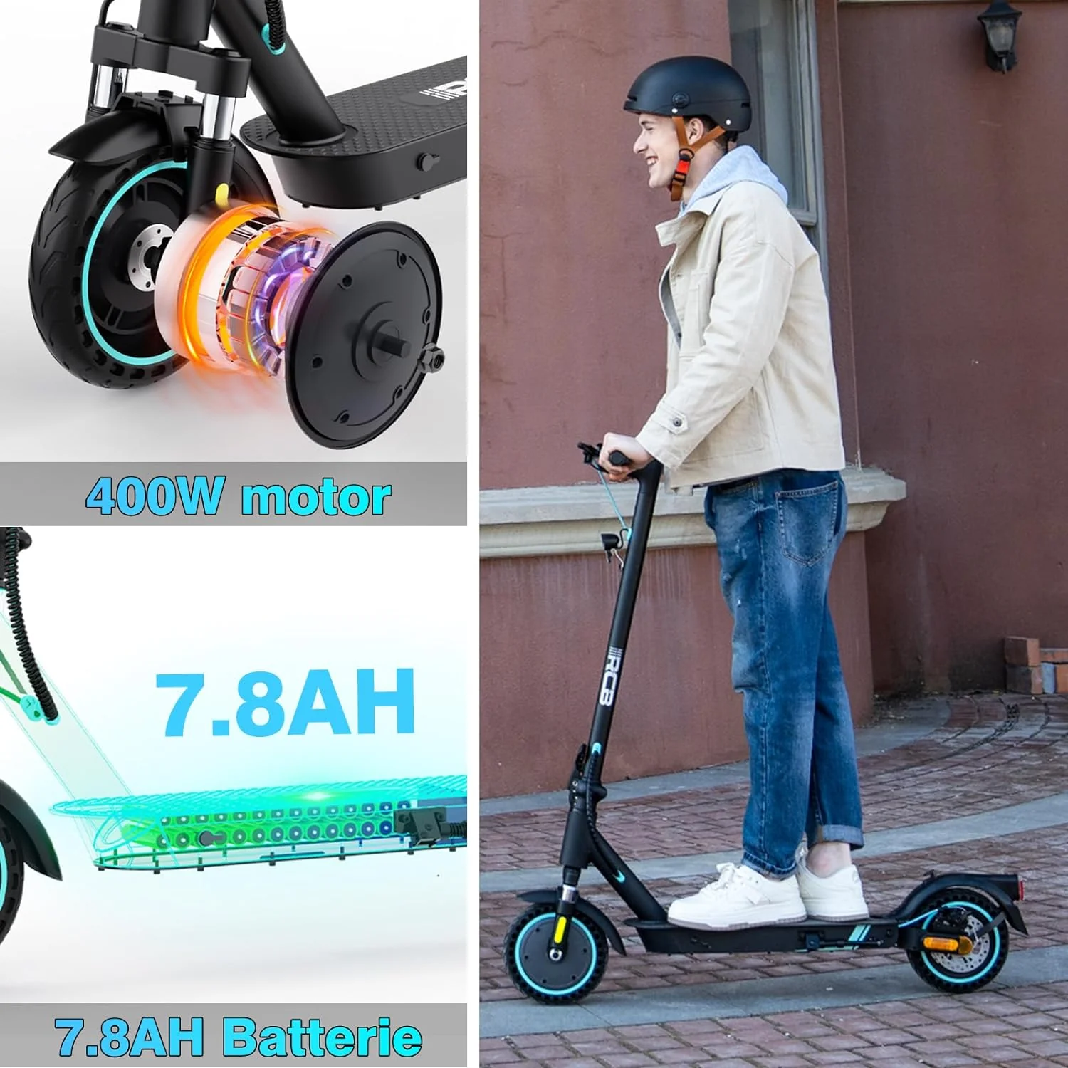 RCB EV85F ABE E-Scooter | 400W Motor, 36V Batterie