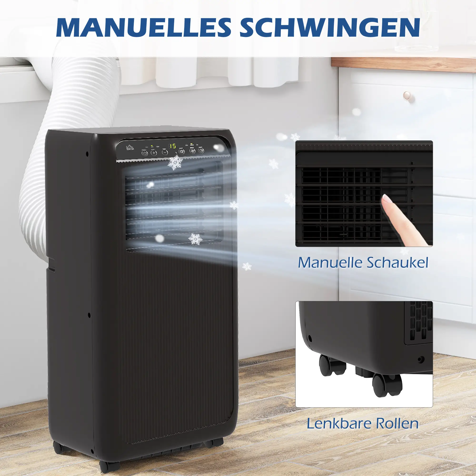 HOMCOM mobile Klimaanlage 3in1 9000BTU Timer Fernbedienung