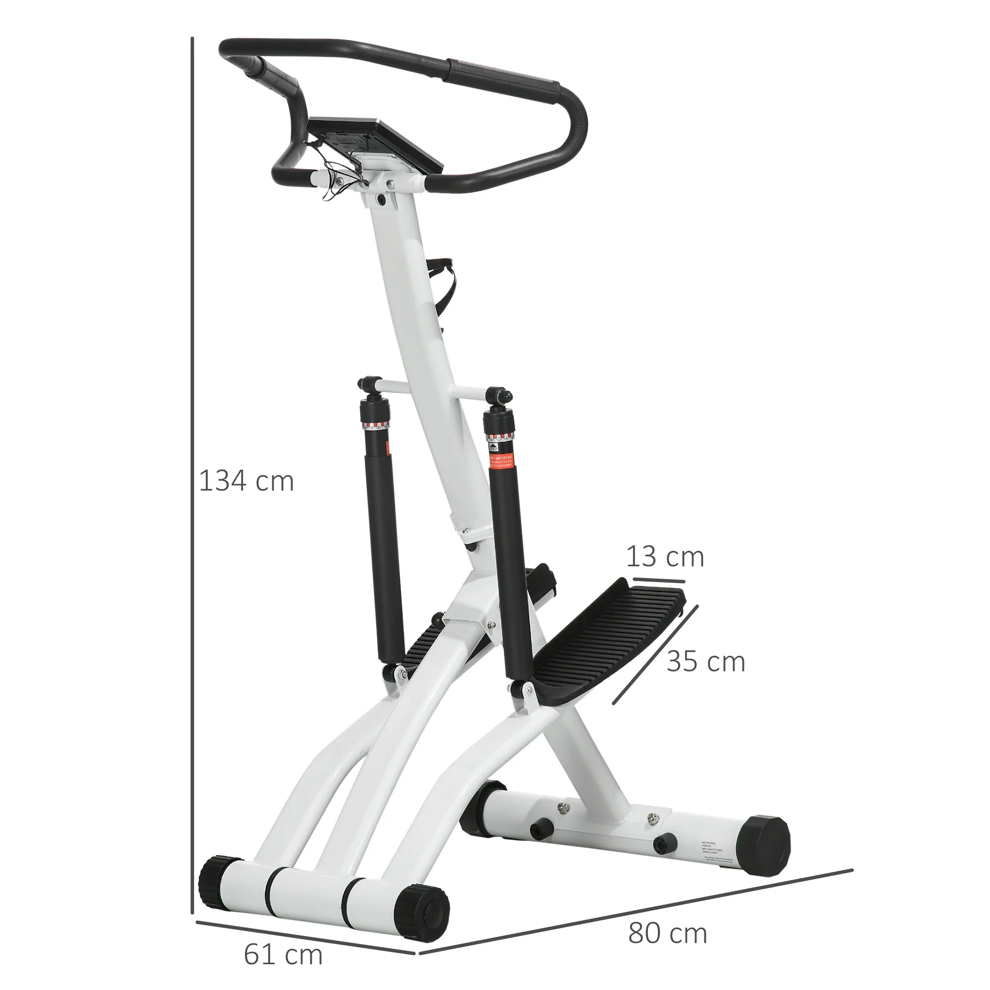 SPORTNOW Stepper mit Handgriff 12 Widerstandsstufen Monitor-Anzeige
