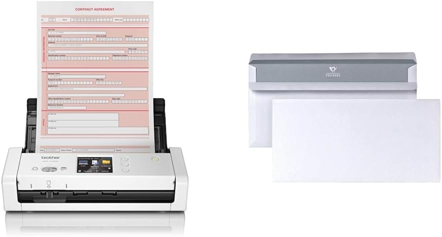 Brother ADS-1700W Kompakter und intelligenter Dokumentenscanner | Dokumentenzuführung | Automatisches Scannen | Wi-Fi/Wi-Fi Direct, Weiß/Schwarz