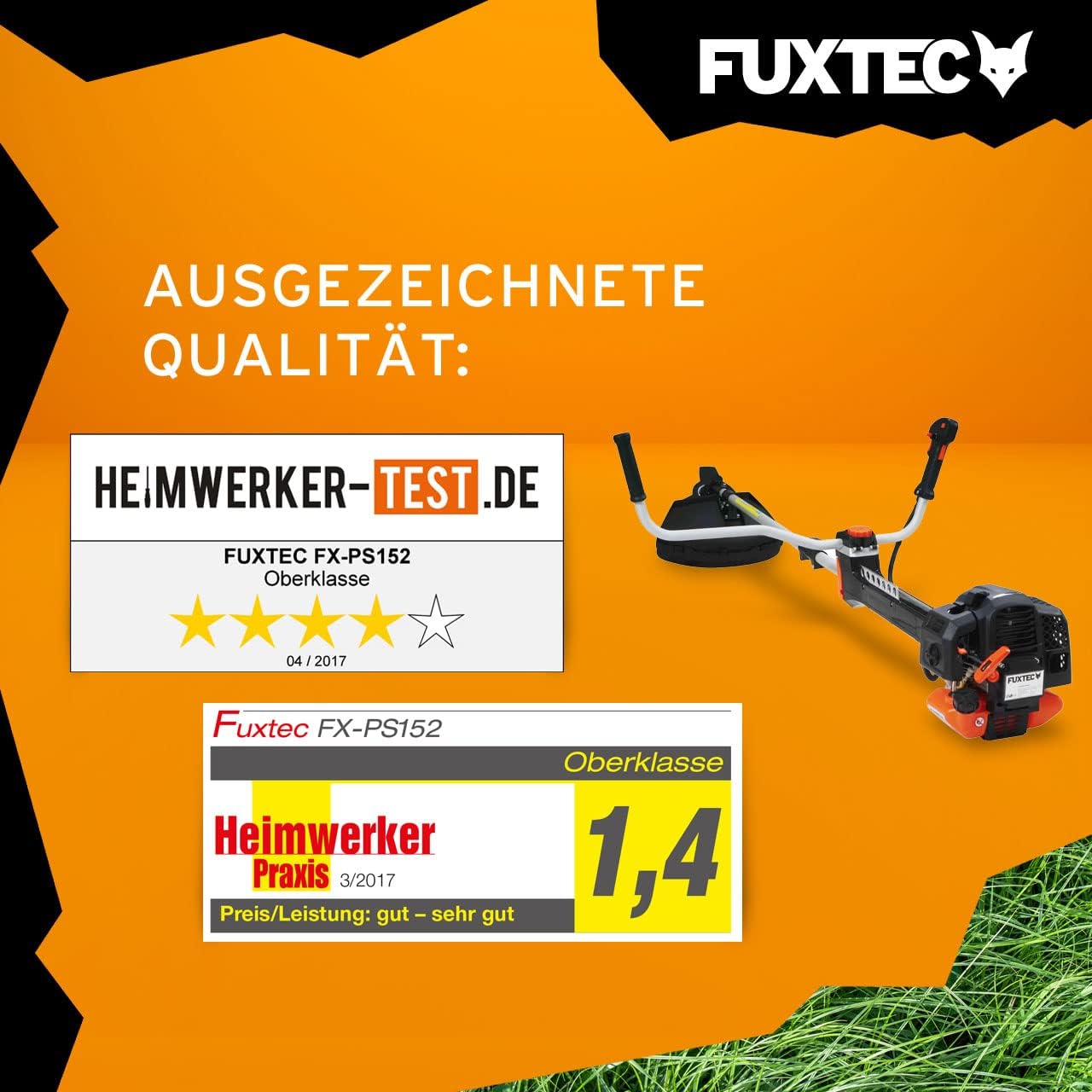 FUXTEC Profi Benzin Motorsense FX-PS162 – Profisense mit 62ccm, Faden und Komfort-Tragegurt – Rasentrimmer mit Antivibrationssystem – 2-Takt Freischneider Fadenspule