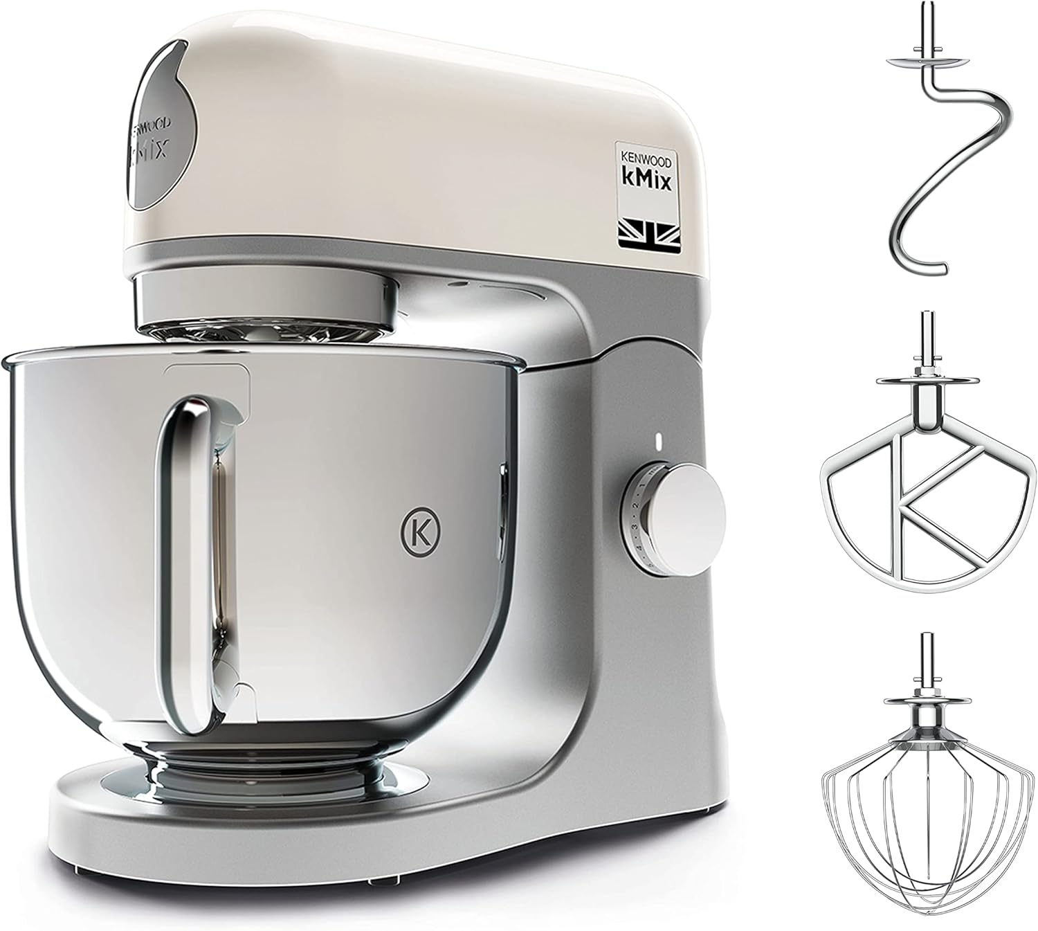 Kenwood kMix KMX750RD Küchenmaschine, 5 l Edelstahl Schüssel, Safe-Use-Sicherheitssystem, Metallgehuse, 1000 Watt, inkl. 3-Teiligem Patisserie-Set und Spritzschutz, Rot