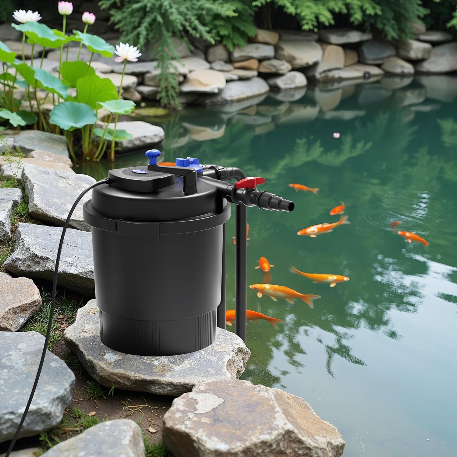 SunSun CPF-15000 Druckteichfilter 10.000 l/h / 18 W UVC Einheit, Teichdruckfilter für Teiche bis 30.000 Liter, Teichklärer, Filteranlage