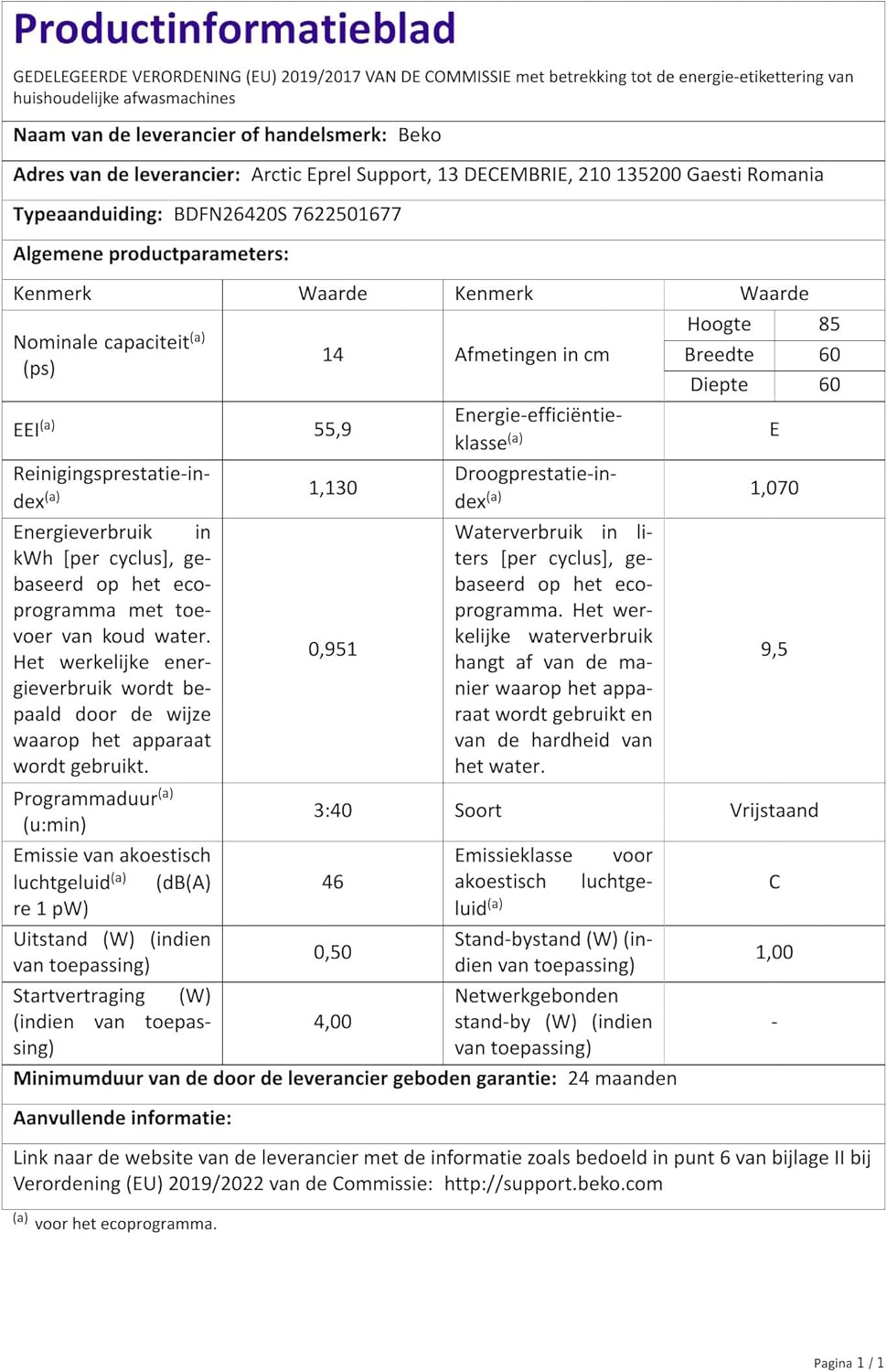 Beko BDFN26420W b300 freistehender Geschirrspüler, unterbaufhig, Platz für 14 Magedecke, Pro Inverter Motor, TrayWash, HygieneIntense, 6 Programme, WaterSafe+, Wei