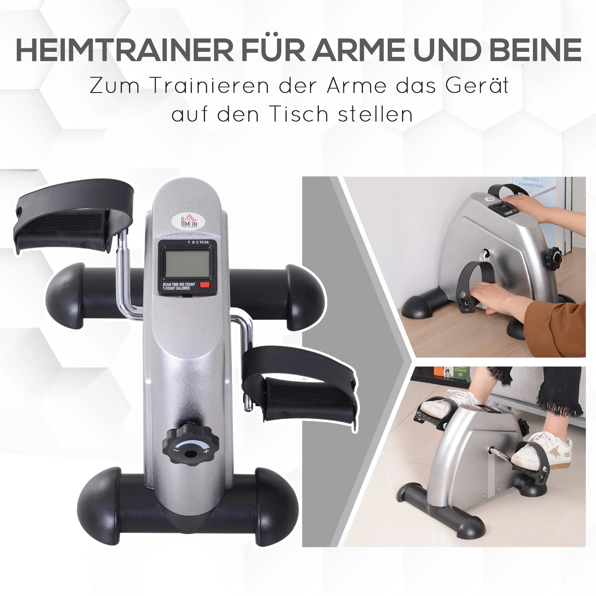 HOMCOM Mini Bike Pedaltrainer Heimtrainer LCD-Display verstellbar