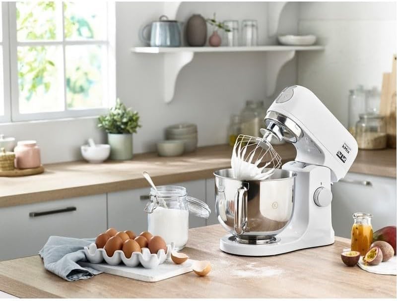 Kenwood kMix KMX750RD Küchenmaschine, 5 l Edelstahl Schüssel, Safe-Use-Sicherheitssystem, Metallgehuse, 1000 Watt, inkl. 3-Teiligem Patisserie-Set und Spritzschutz, Rot