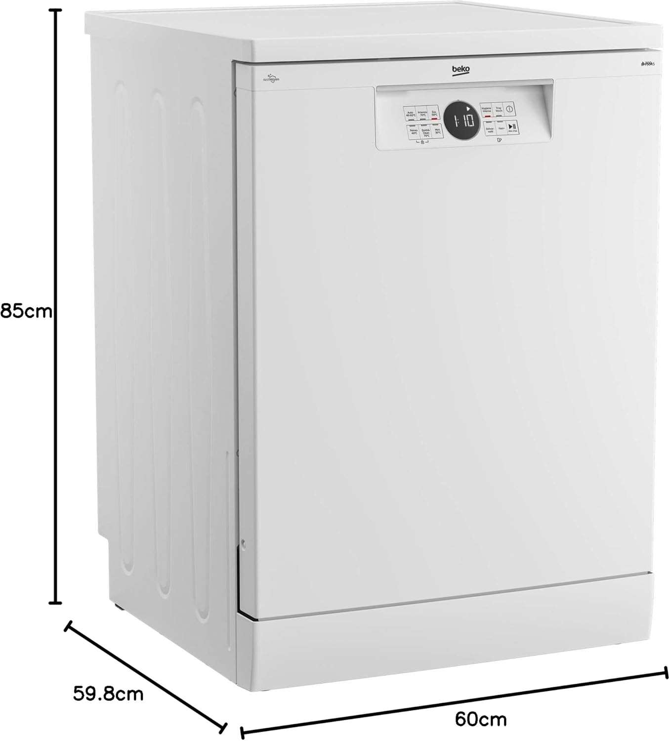 Beko BDFN26420W b300 freistehender Geschirrspüler, unterbaufhig, Platz für 14 Magedecke, Pro Inverter Motor, TrayWash, HygieneIntense, 6 Programme, WaterSafe+, Wei