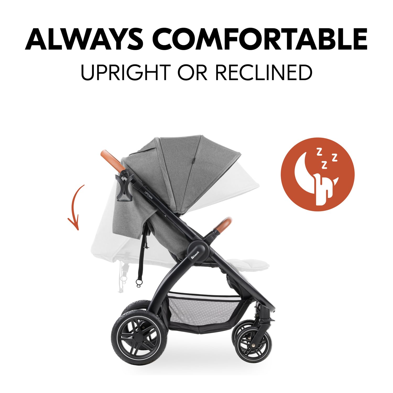 Hauck Uptown Kinderwagen Melange Rose – Kinderwagen für jedes Gelände, extra großer Sitz, flache Liegeposition, Gummiräder, Federung, kompakt und einfach zusammenklappbar, mit Regenschutz