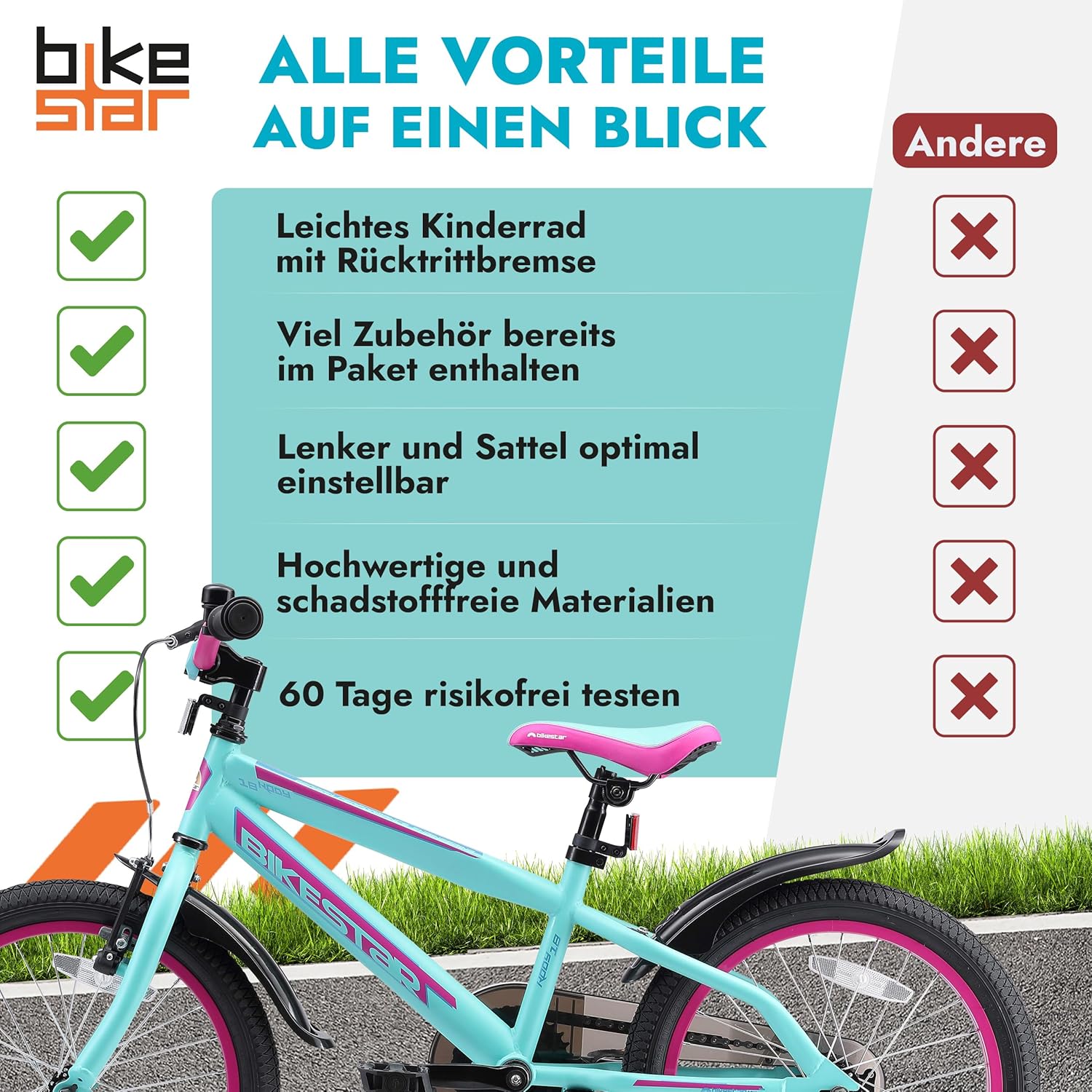 BIKESTAR Kinderfahrrad 18 Zoll für Mädchen und Jungen ab 5 Jahre | Kinderrad Urban Jungle | Fahrrad für Kinder | Risikofrei Testen