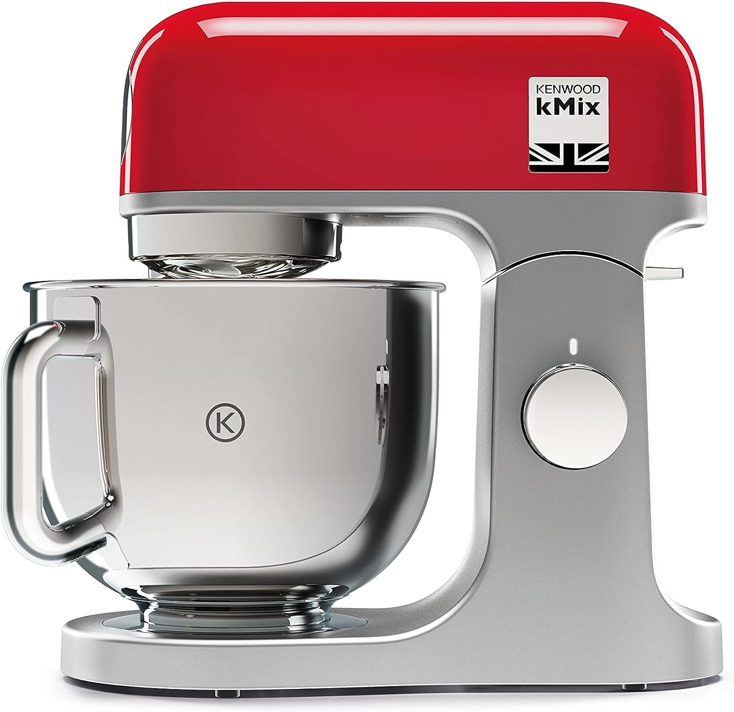 Kenwood kMix KMX750RD Küchenmaschine, 5 l Edelstahl Schüssel, Safe-Use-Sicherheitssystem, Metallgehuse, 1000 Watt, inkl. 3-Teiligem Patisserie-Set und Spritzschutz, Rot