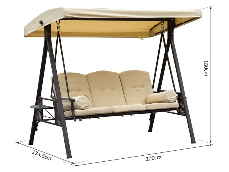 Outsunny Hollywoodschaukel, 3-Sitzer, mit Polsterung