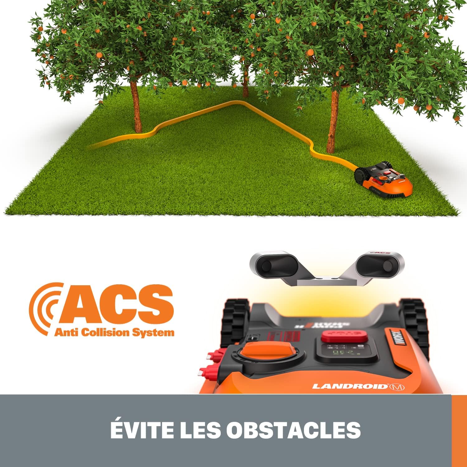 WORX Landroid M WR141E Mhroboter/Akkurasenmher für kleine Grten bis 500 qm/Selbstfahrender Rasenmher für einen sauberen Rasenschnitt, Bunt