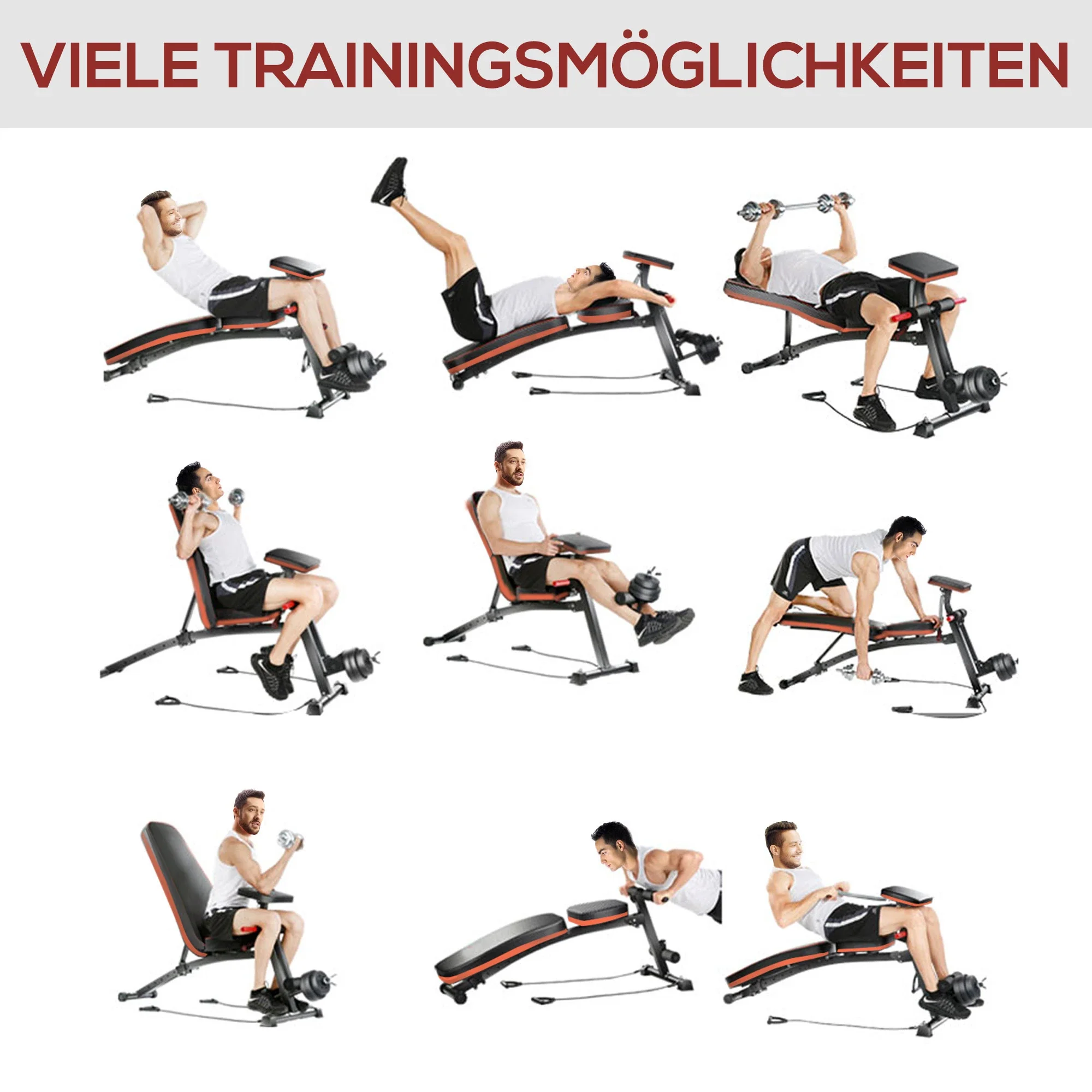 HOMCOM Hantelbank multifunktional klappbar 7-fach verstellbar