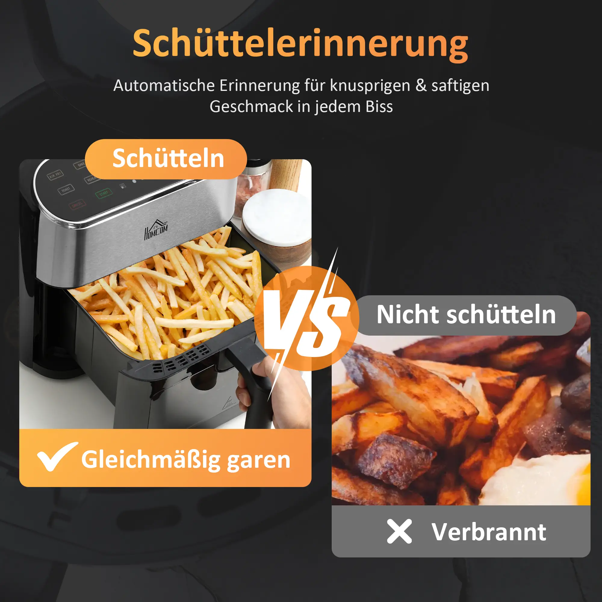 HOMCOM Heißluftfritteuse Airfryer fettarm schnelles Garen