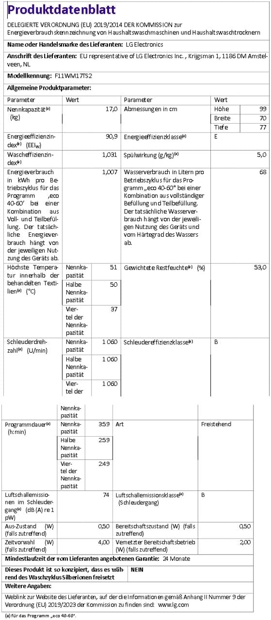 LG F4WV7080, Klasse A, Frontlader-Waschmaschine 8 kg, 1400 U/Min, AI Direct Drive, Wi-Fi, Tiefenreinigung mit Dampf, Große Kapazität, TRIPLE A, Außentür aus Sicherheitsglas, 62 x 60 x 85 cm ꟷ Weiß