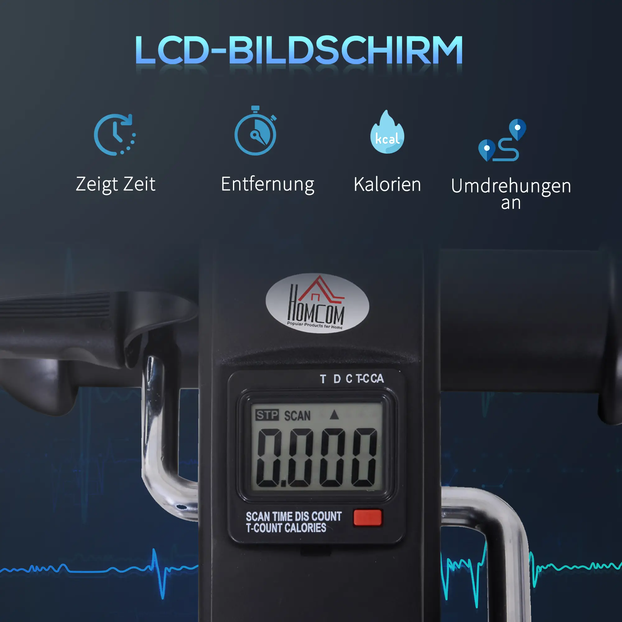 HOMCOM Mini Bike Pedaltrainer mit LCD-Display, verstellbarer Widerstand