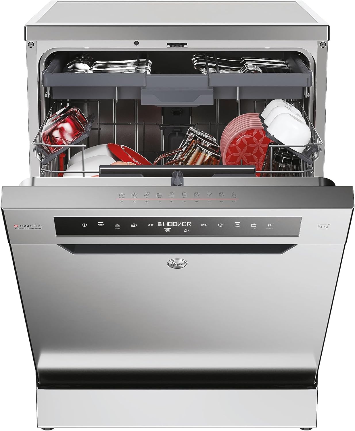 Hoover HF 4C6F0PW Geschirrspüler; 14 Maßgedecke; Freistehend, 60 cm breit; Energieeffizienzklasse C; Smarte Bedienung mit WiFi + Bluetooth-Technologie