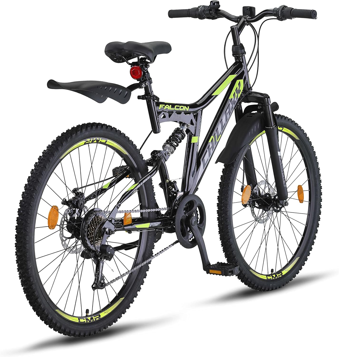 Chillaxx Bike Falcon Premium Mountainbike in 24,26,27.5 und 29 Zoll - Fahrrad für Jungen, Mädchen, Damen und Herren - Scheibenbremse- 21 Gang-Schaltung - Vollfederung