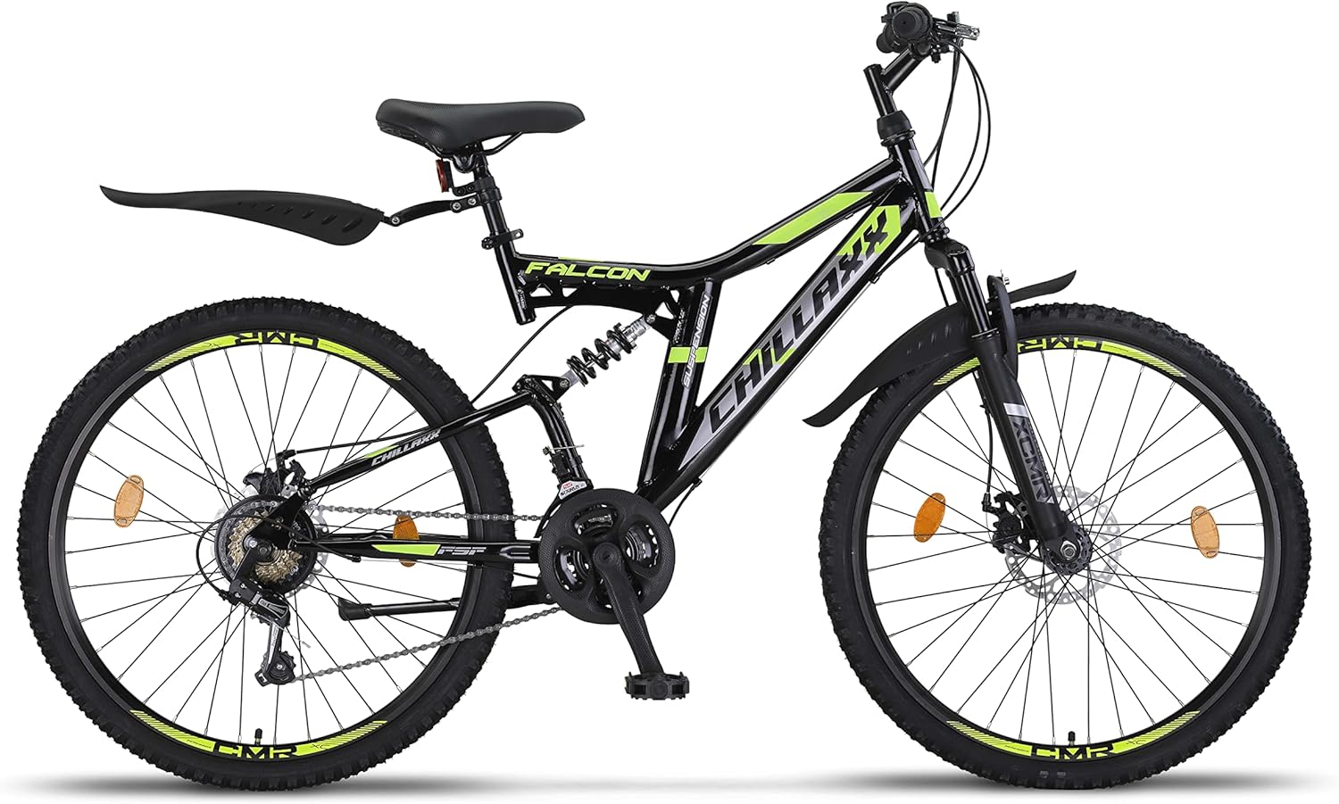 Chillaxx Bike Falcon Premium Mountainbike in 24,26,27.5 und 29 Zoll - Fahrrad für Jungen, Mädchen, Damen und Herren - Scheibenbremse- 21 Gang-Schaltung - Vollfederung