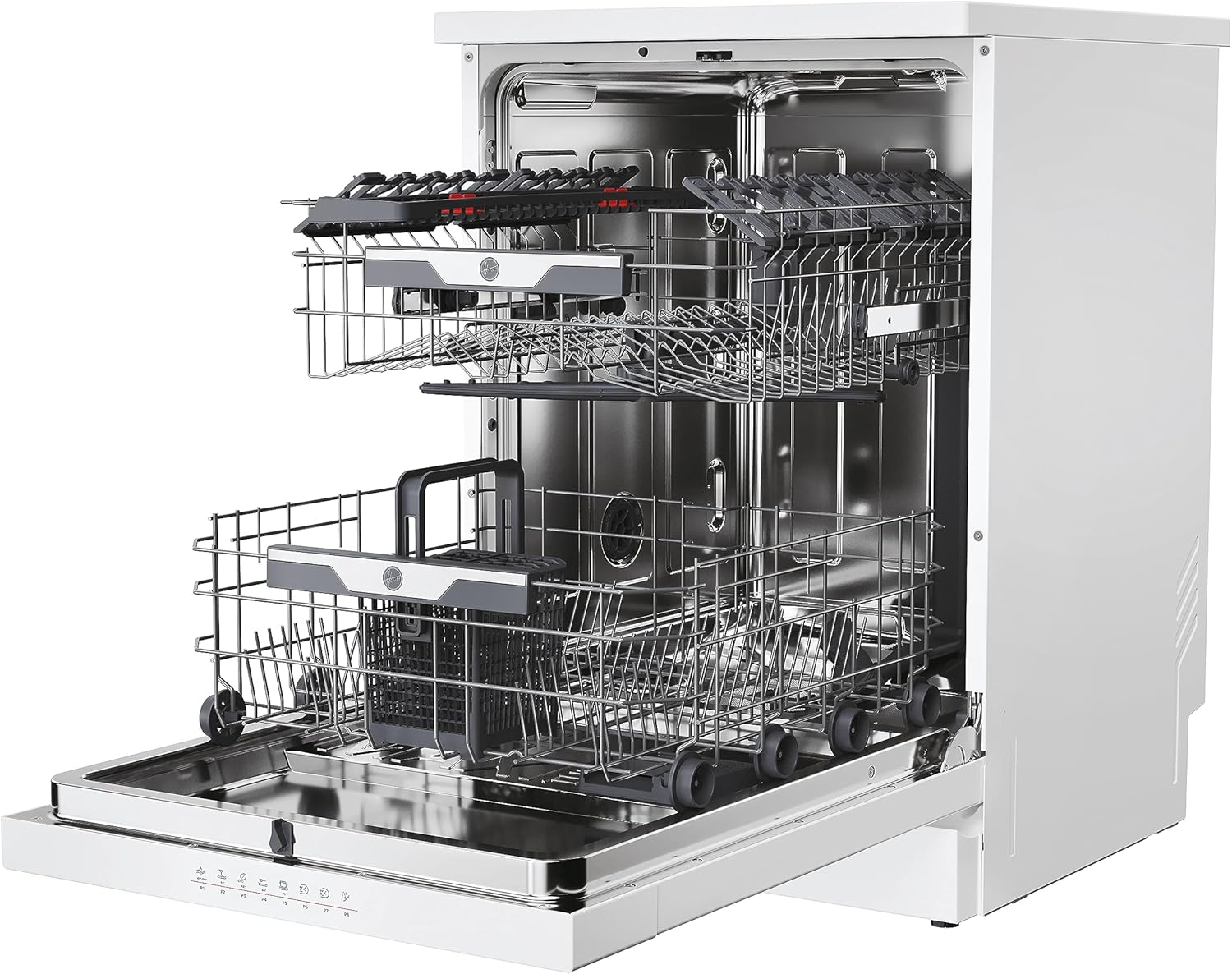 Hoover HF 4C6F0PW Geschirrspüler; 14 Maßgedecke; Freistehend, 60 cm breit; Energieeffizienzklasse C; Smarte Bedienung mit WiFi + Bluetooth-Technologie