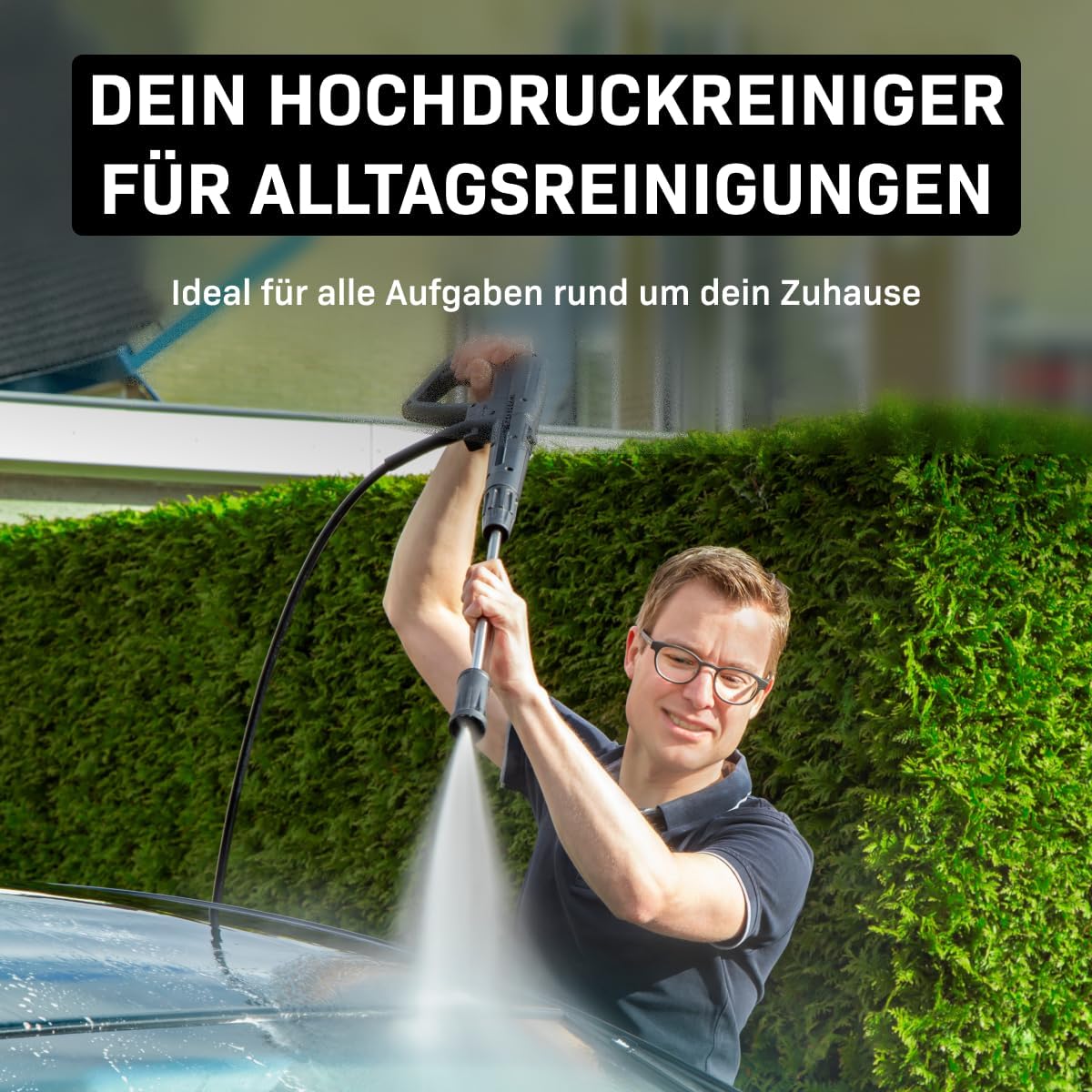 VONROC Profi Hochdruckreiniger 195bar - Fassadenreiniger für schwere Reinigungsarbeiten [2500W] - Hoher Durchfluss [468 l/h] Reinigungstank, Aluminium Pumpe - inkl. Terassenreiniger