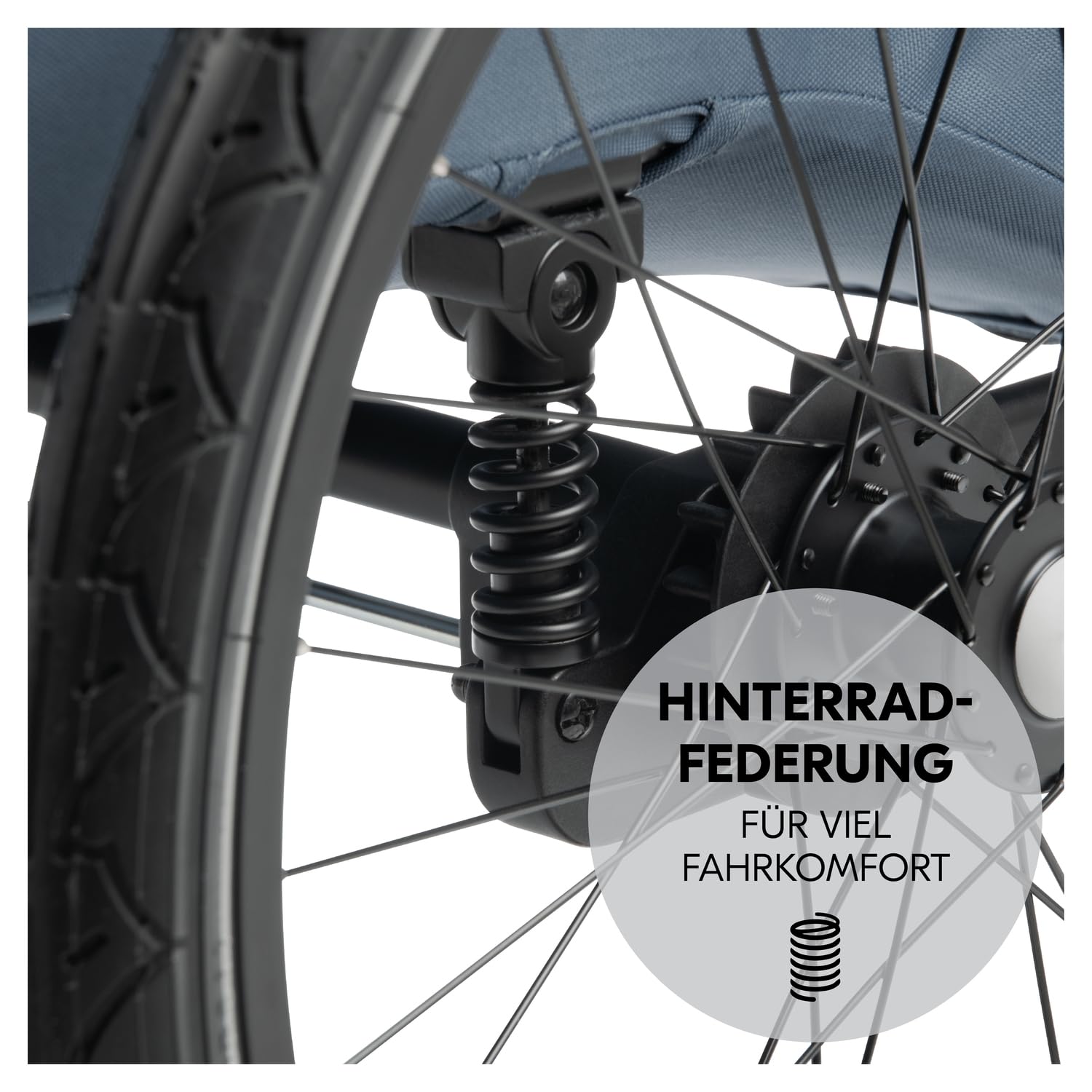 hauck Fahrradanhänger & Kinderwagen Dryk Duo Plus mit Federung, für 2 Kinder (6-48 Monate), inkl. Deichsel, Buggyrad, Fahne und LED Licht, Faltbar, Höhenverstellbar, XL Kofferaum (Dark Green)